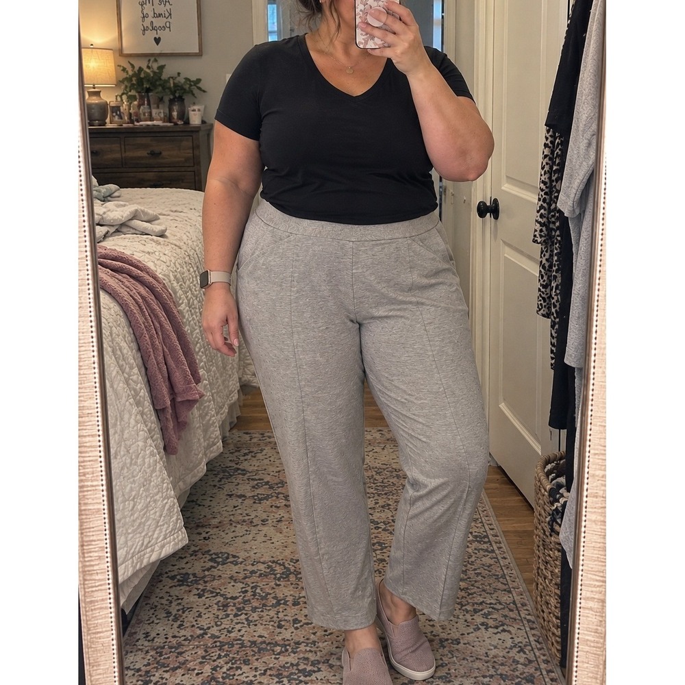 J Jill Ponte Knit Slim Leg Pants Size 3X Light Gray Pull On High Rise Ankle